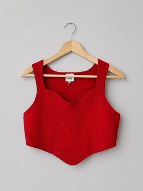 Princess Polly Red Textured Knit Crop Top